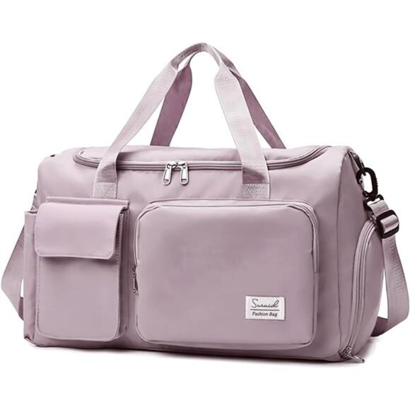 Handbags - Sports Gym Bag with Shoes Compartment- Pink